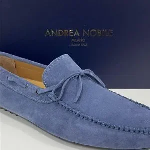 Blue suede moccasin- made in Italy 
Rubber sole with traction Blue Suede Moccasin main image 3